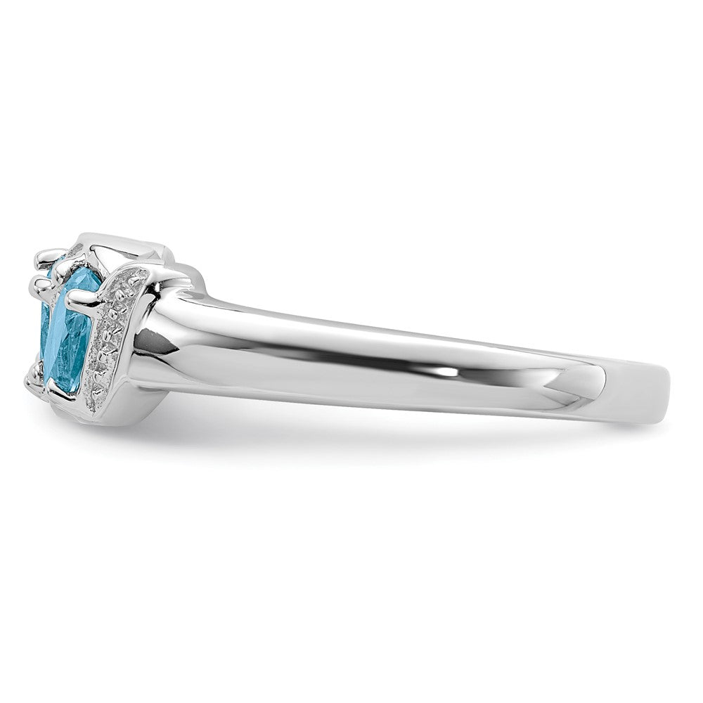 Sterling Silver Rhodium Light Swiss Blue Topaz u0026 Diamond Ring
