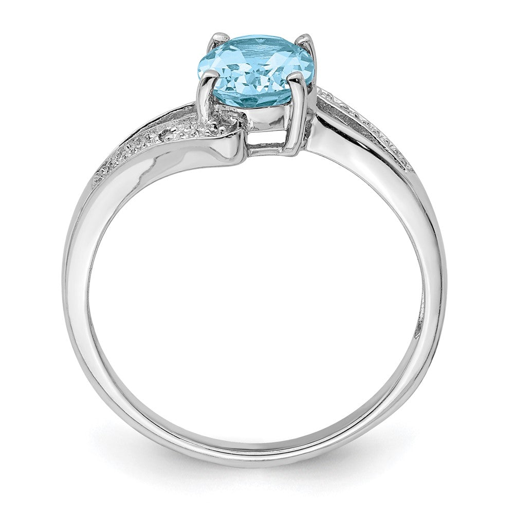 Sterling Silver Rhodium Light Swiss Blue Topaz u0026 Diamond Ring