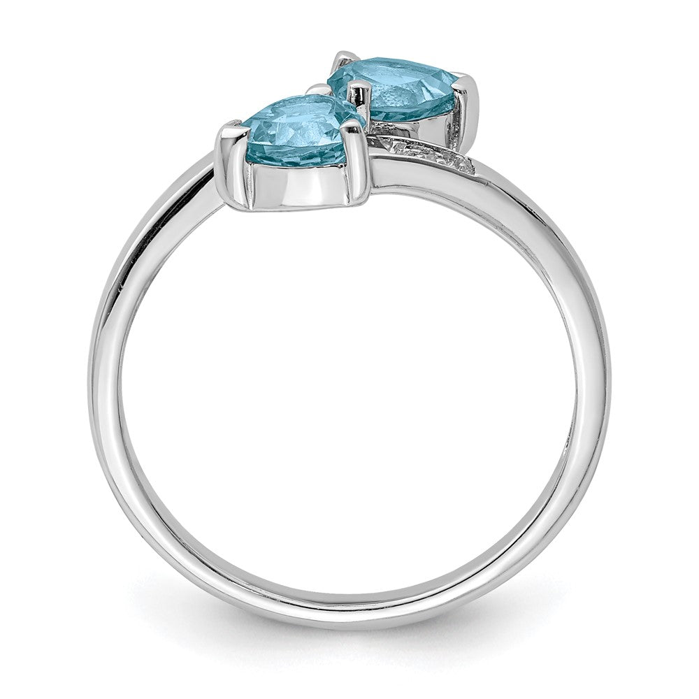 Sterling Silver Rhodium Light Swiss Blue Topaz u0026 Diamond Heart Ring