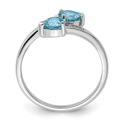 Sterling Silver Rhodium Light Swiss Blue Topaz u0026 Diamond Heart Ring
