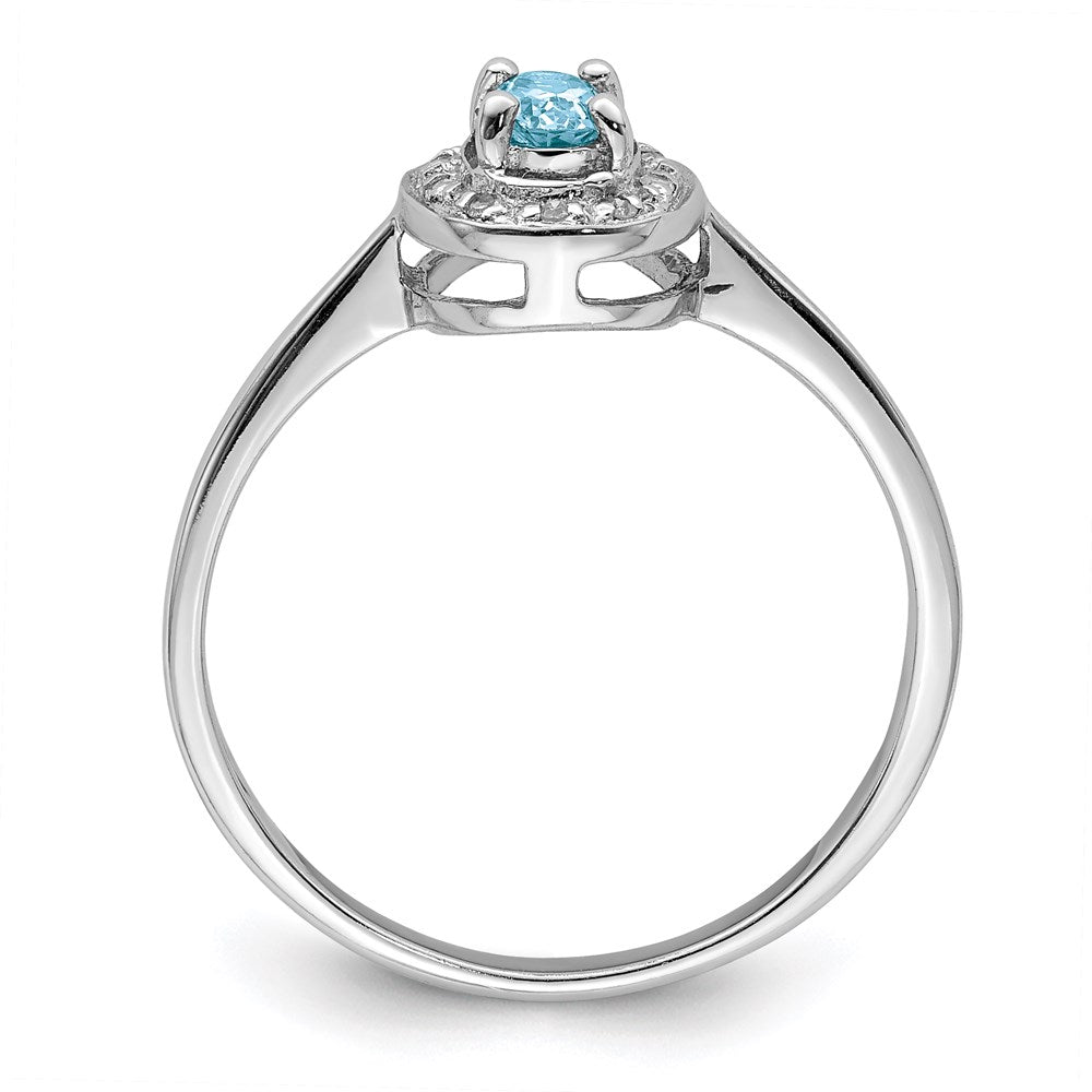 Sterling Silver Rhodium Light Swiss Blue Topaz u0026 Diamond Ring
