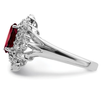 Sterling Silver Rhodium-plated Garnet u0026 Diamond Ring