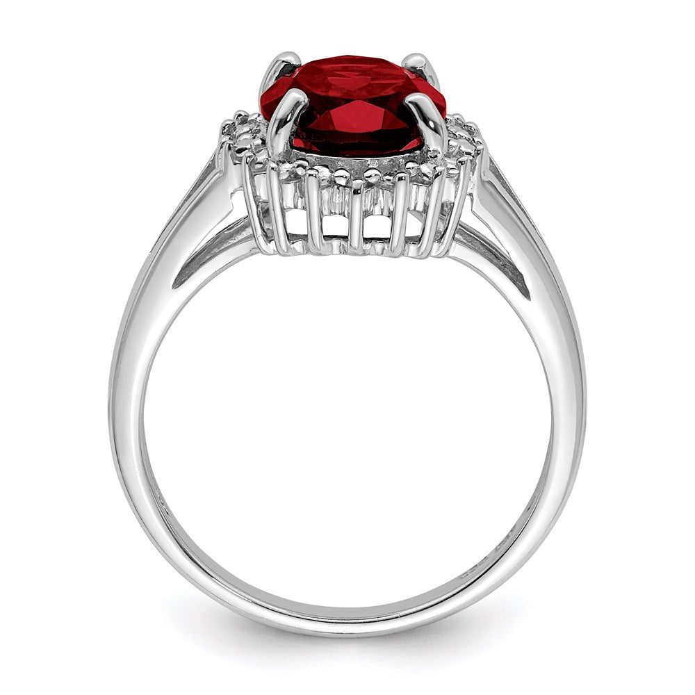 Sterling Silver Rhodium-plated Garnet u0026 Diamond Ring