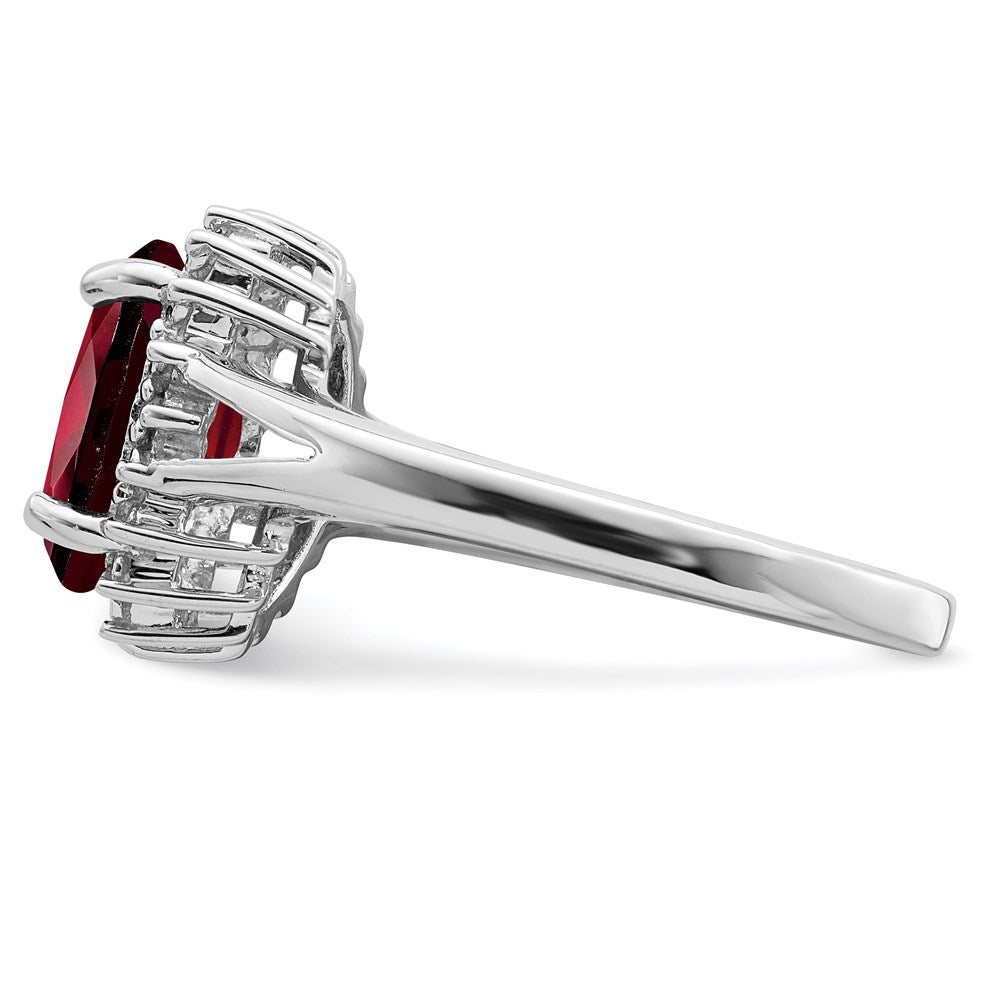 Sterling Silver Rhodium-plated Garnet u0026 Diamond Ring