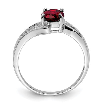 Sterling Silver Rhodium-plated Garnet u0026 Diamond Ring