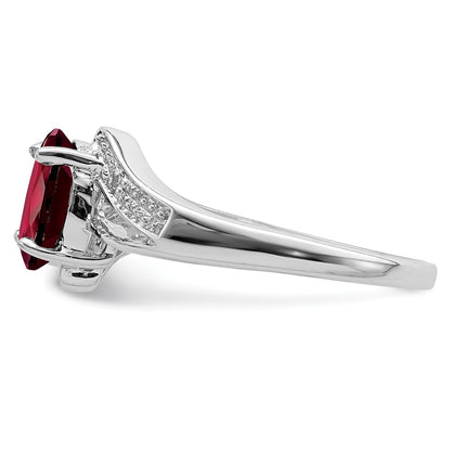 Sterling Silver Rhodium-plated Garnet u0026 Diamond Ring