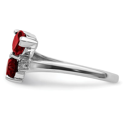 Sterling Silver Rhodium Garnet u0026 Diamond Heart Ring