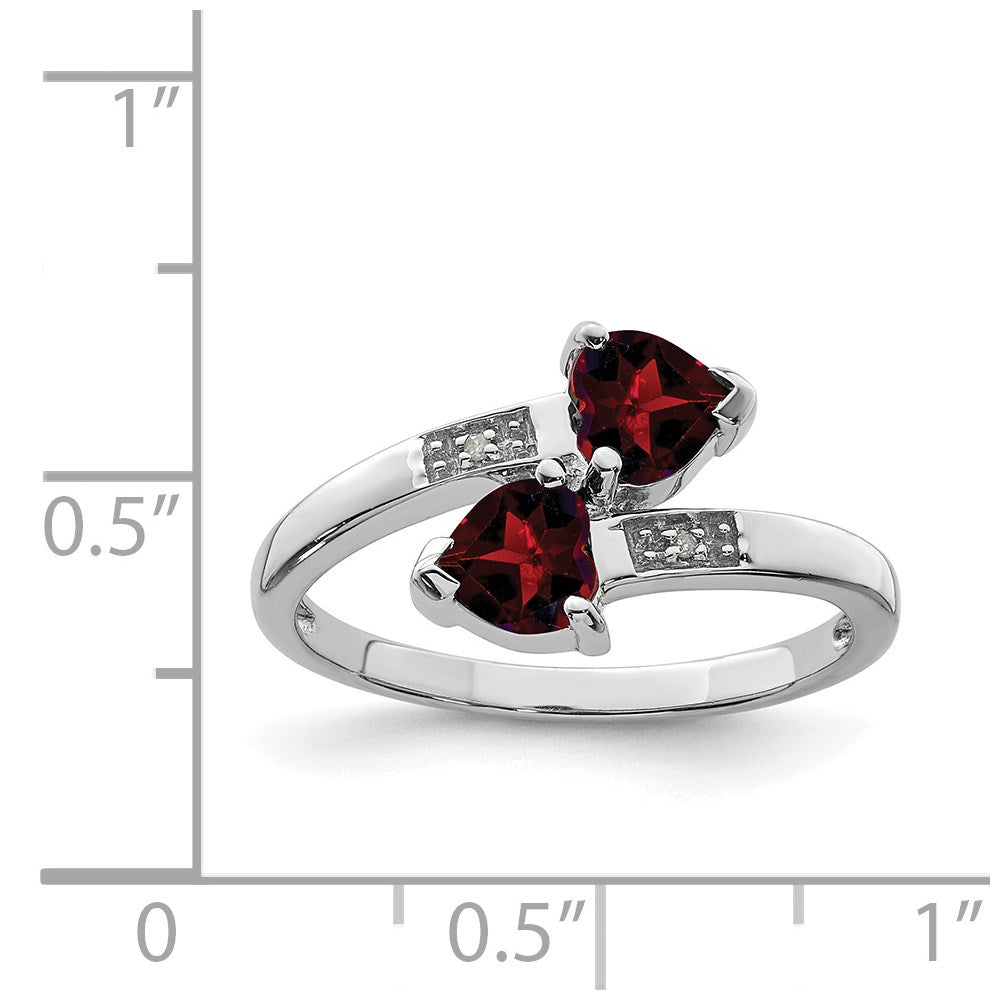Sterling Silver Rhodium Garnet u0026 Diamond Heart Ring