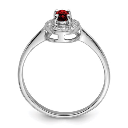Sterling Silver Rhodium-plated Garnet u0026 Diamond Ring