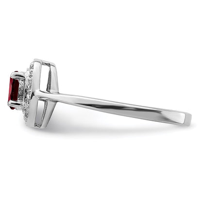 Sterling Silver Rhodium-plated Garnet u0026 Diamond Ring
