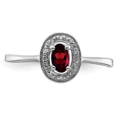Sterling Silver Rhodium-plated Garnet u0026 Diamond Ring