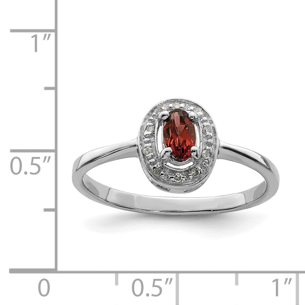 Sterling Silver Rhodium-plated Garnet u0026 Diamond Ring