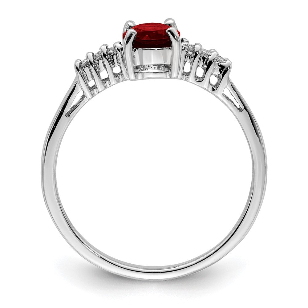 Sterling Silver Rhodium-plated Garnet u0026 Diamond Ring