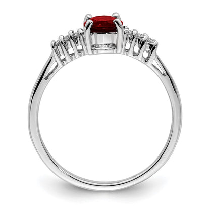 Sterling Silver Rhodium-plated Garnet u0026 Diamond Ring