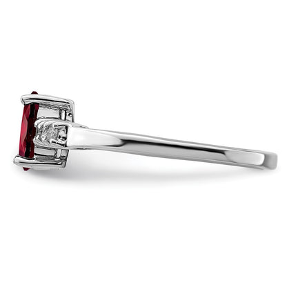 Sterling Silver Rhodium-plated Garnet u0026 Diamond Ring