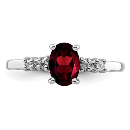 Sterling Silver Rhodium-plated Garnet u0026 Diamond Ring