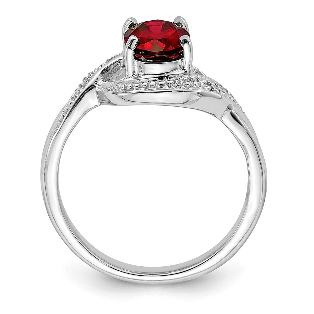 Sterling Silver Rhodium-plated Garnet u0026 Diamond Ring