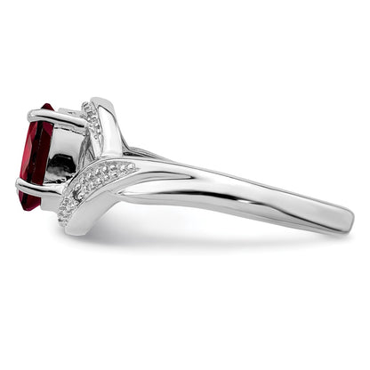 Sterling Silver Rhodium-plated Garnet u0026 Diamond Ring