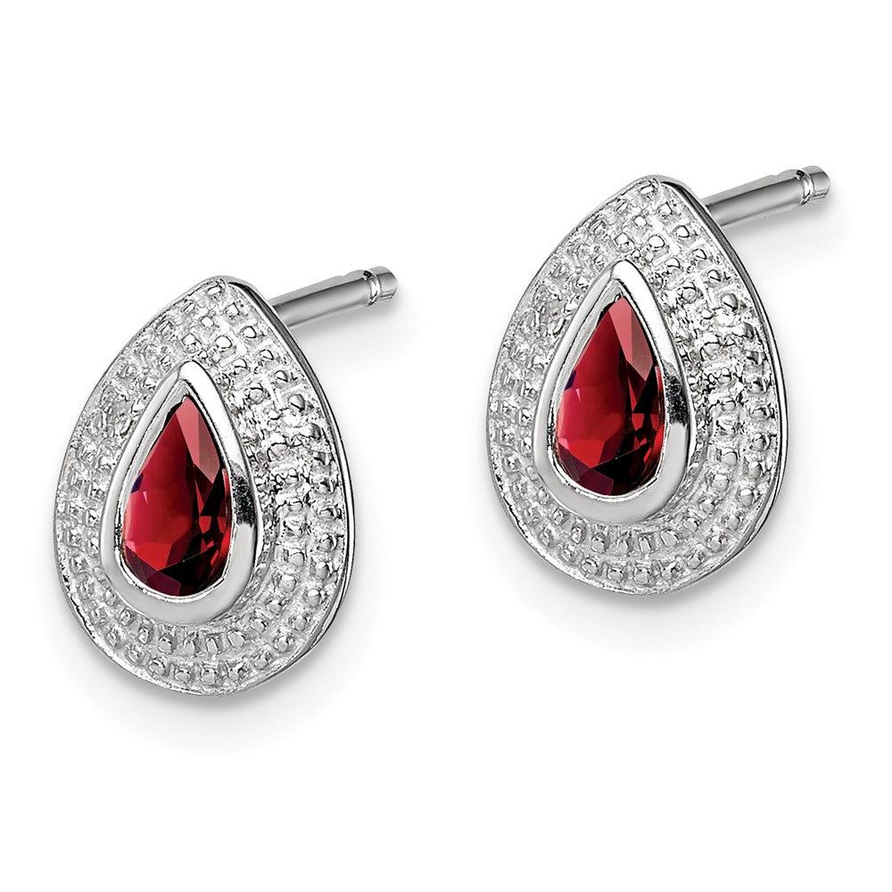 Sterling Silver Rhodium Garnet u0026 Diamond Post Earrings