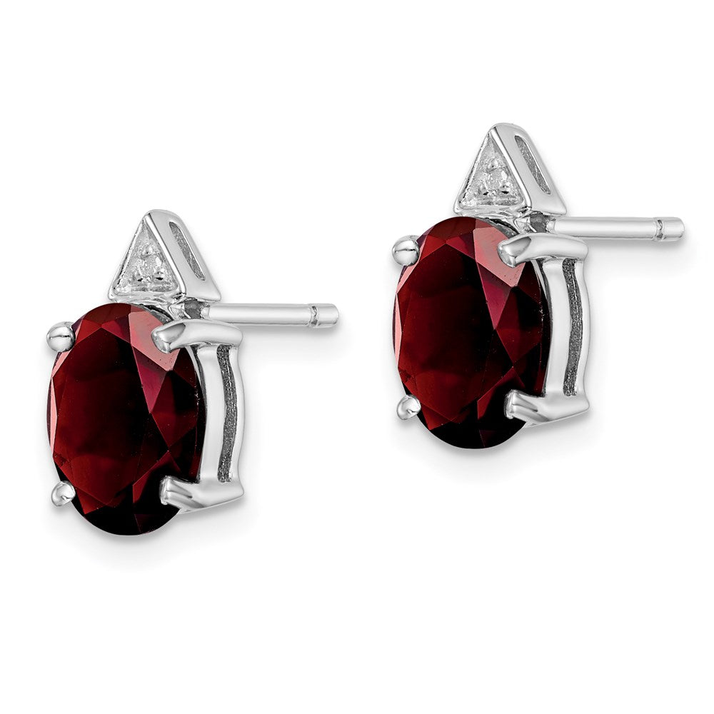 Sterling Silver Rhodium Garnet u0026 Diamond Post Earrings