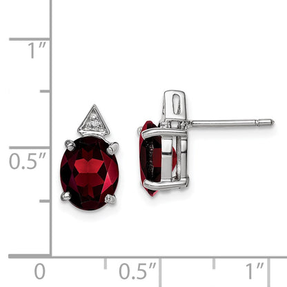 Sterling Silver Rhodium Garnet u0026 Diamond Post Earrings