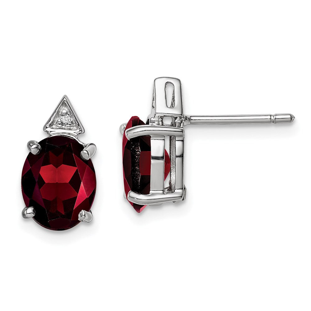 Sterling Silver Rhodium Garnet u0026 Diamond Post Earrings
