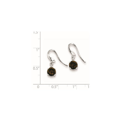Sterling Silver Rhodium Rd Smoky Qtz u0026 Diamond Wire Earrings