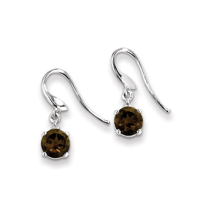Sterling Silver Rhodium Rd Smoky Qtz u0026 Diamond Wire Earrings