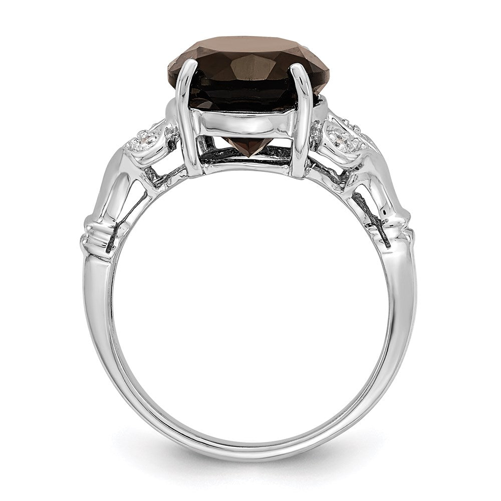 Sterling Silver Rhodium Smoky Quartz u0026 Diamond Ring