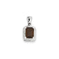 Sterling Silver Rhodium Emerald-cut Smoky Qtz u0026 Diamond Pendant