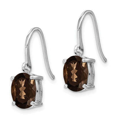Sterling Silver Rhodium Plated Smoky Quartz Earrings