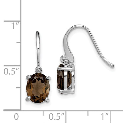 Sterling Silver Rhodium Plated Smoky Quartz Earrings