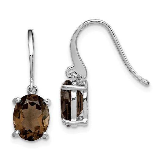 Sterling Silver Rhodium Plated Smoky Quartz Earrings
