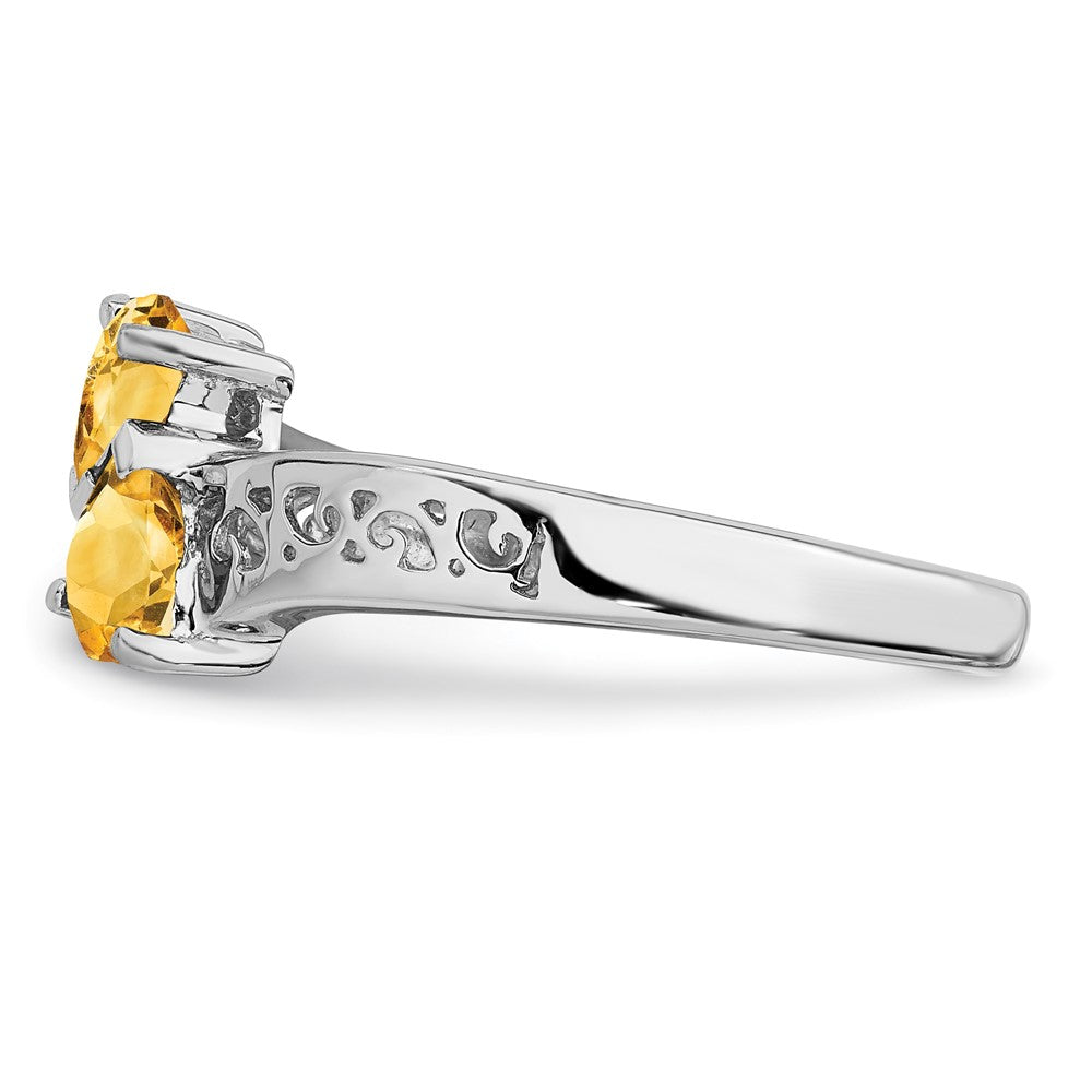 Sterling Silver Rhodium Citrine Heart Ring