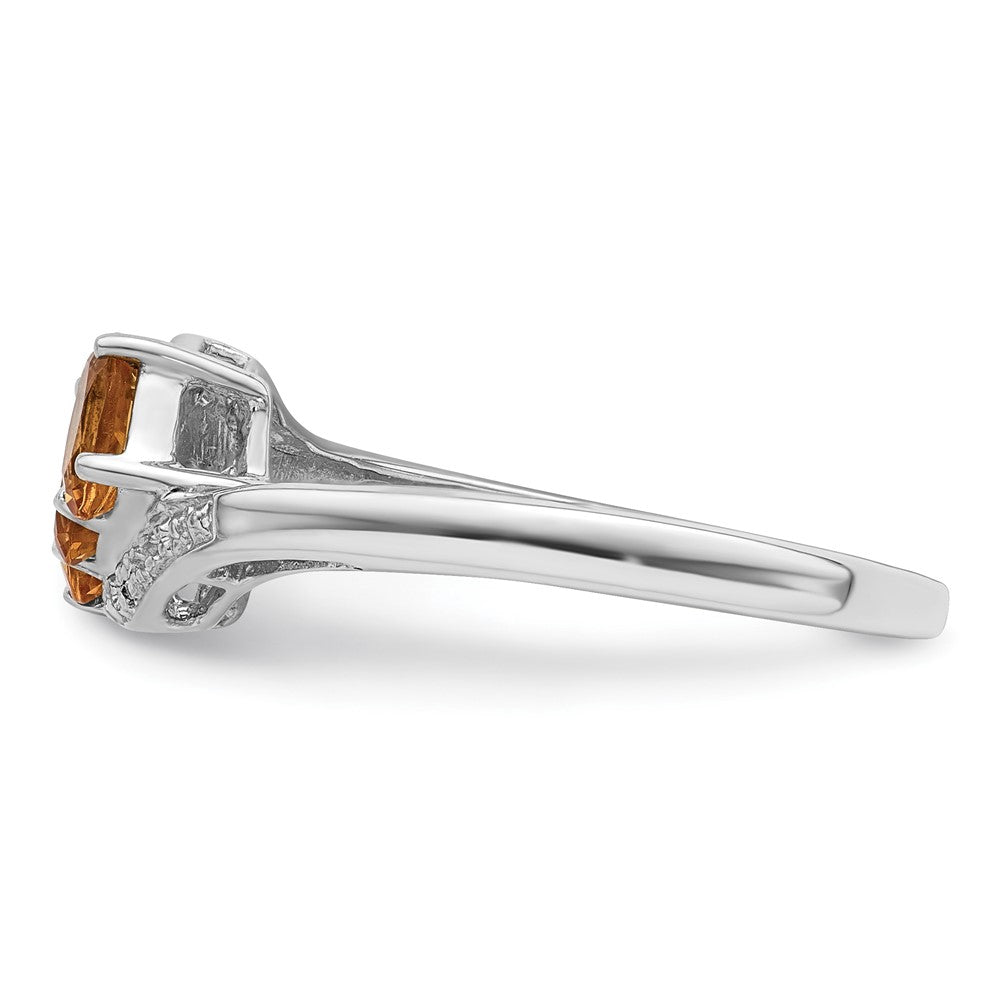 Sterling Silver Rhodium 3 Stone Citrine u0026 Diamond Ring