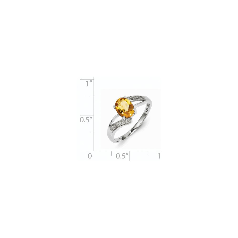 Sterling Silver Rhodium Citrine u0026 Diamond Ring
