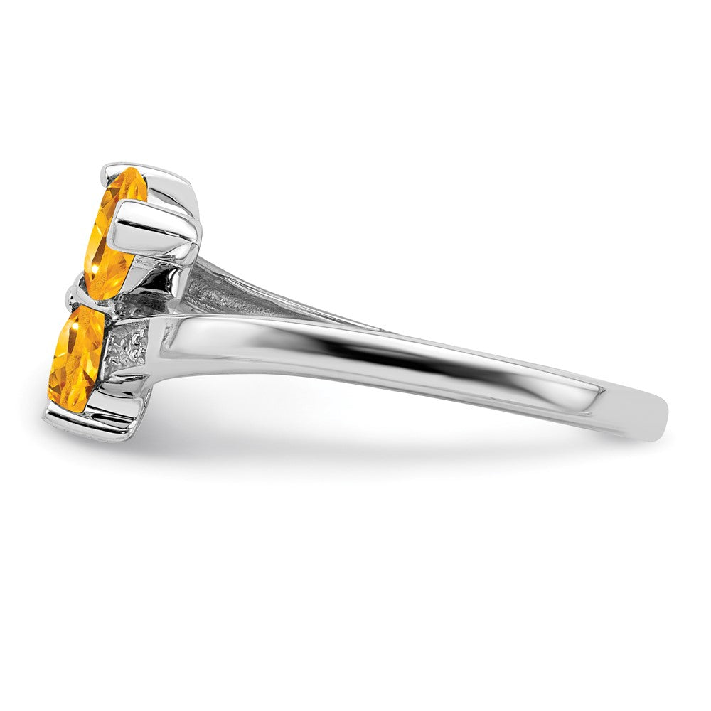 Sterling Silver Rhodium Citrine u0026 Diamond Heart Ring