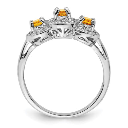 Sterling Silver Rhodium Citrine u0026 Diamond Ring