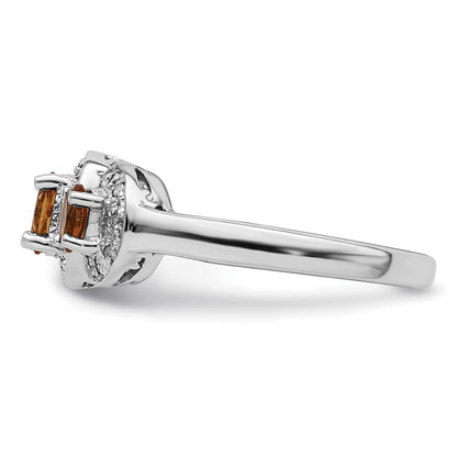 Sterling Silver Rhodium Citrine u0026 Diamond Ring