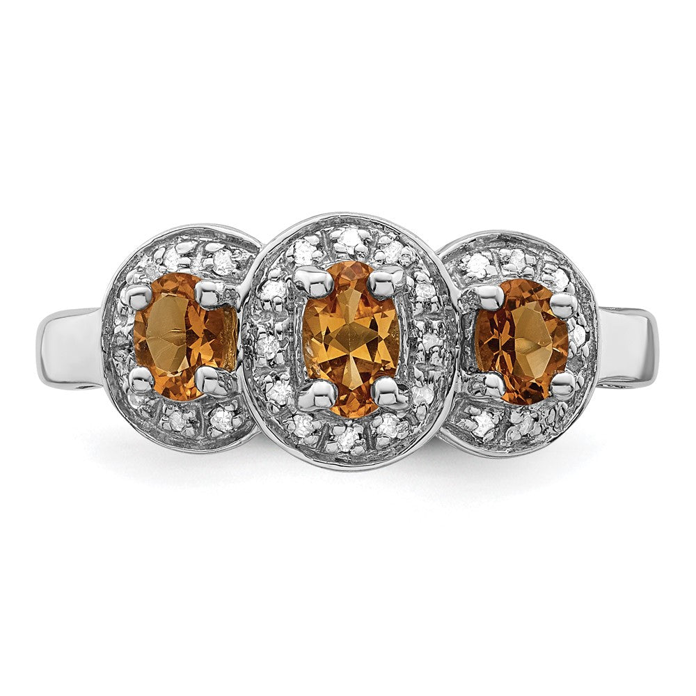 Sterling Silver Rhodium Citrine u0026 Diamond Ring