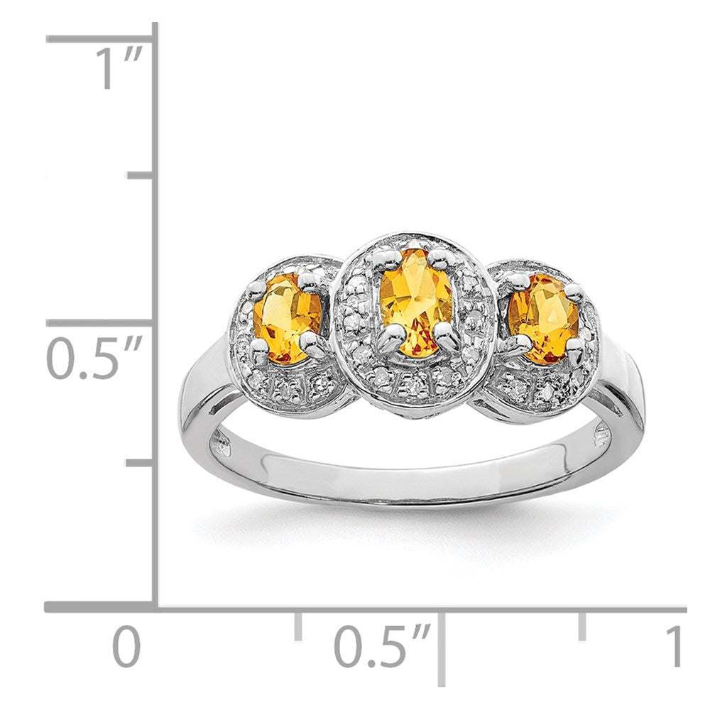 Sterling Silver Rhodium Citrine u0026 Diamond Ring