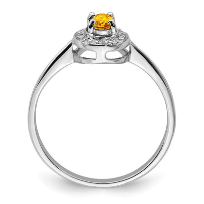 Sterling Silver Rhodium Citrine u0026 Diamond Ring