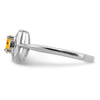 Sterling Silver Rhodium Citrine u0026 Diamond Ring