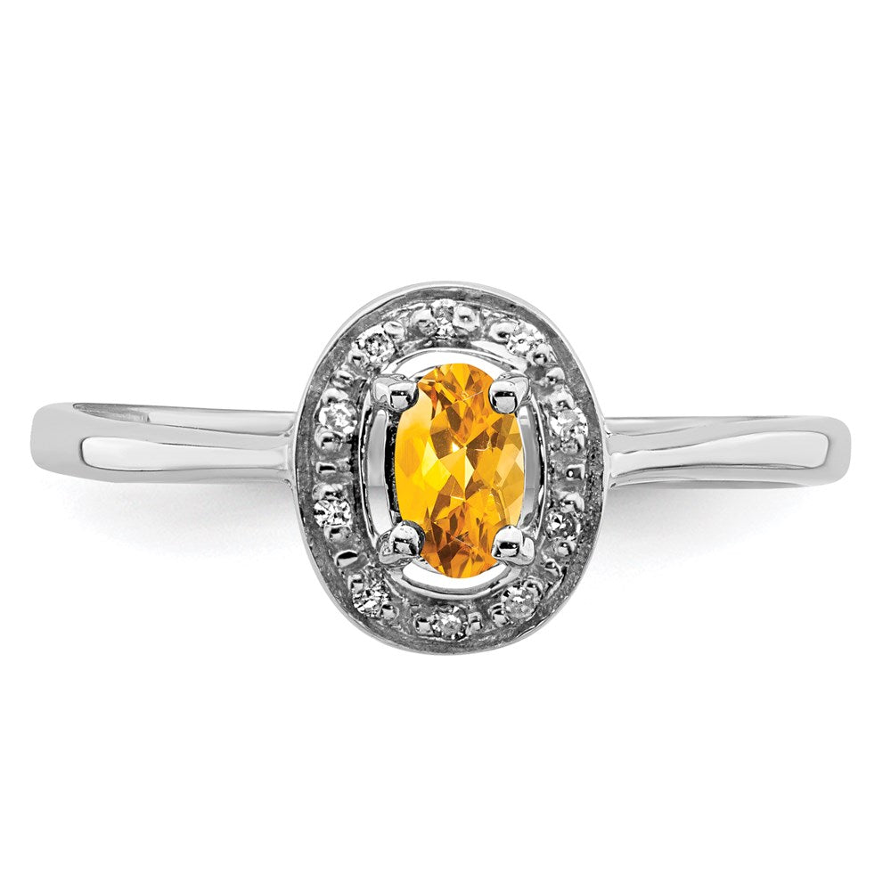 Sterling Silver Rhodium Citrine u0026 Diamond Ring