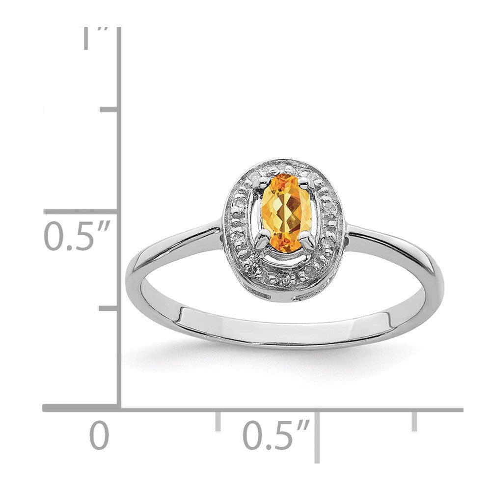 Sterling Silver Rhodium Citrine u0026 Diamond Ring