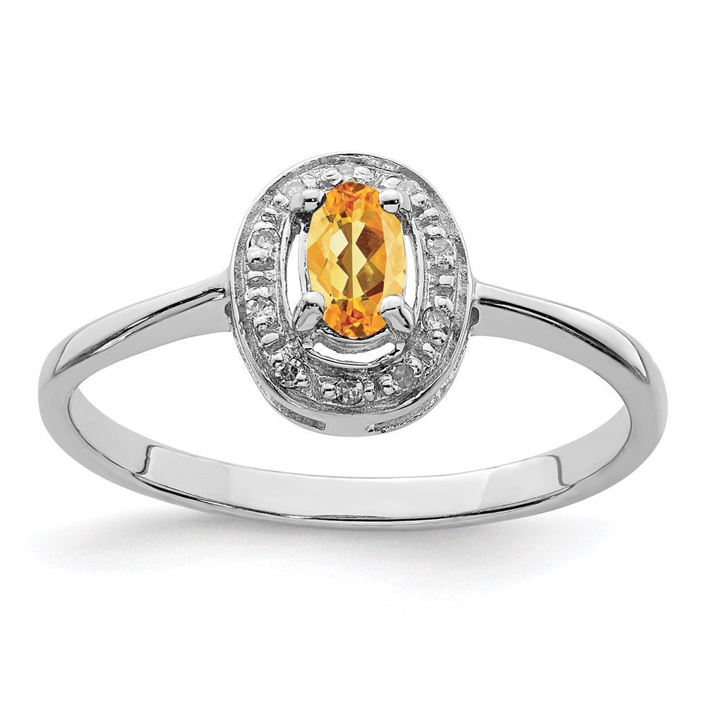 Sterling Silver Rhodium Citrine u0026 Diamond Ring