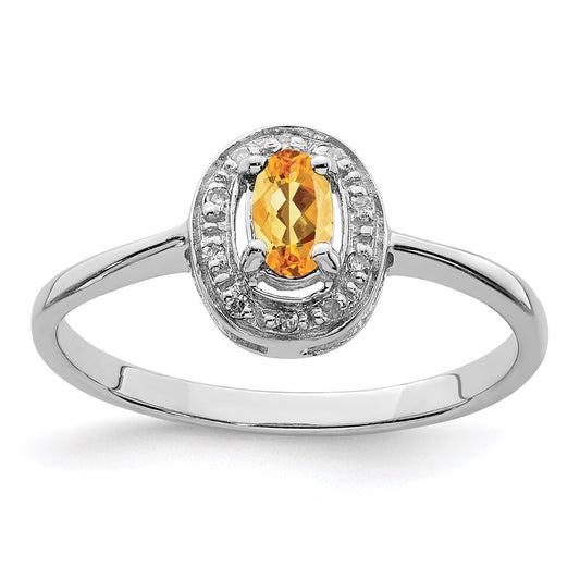 Sterling Silver Rhodium Citrine u0026 Diamond Ring