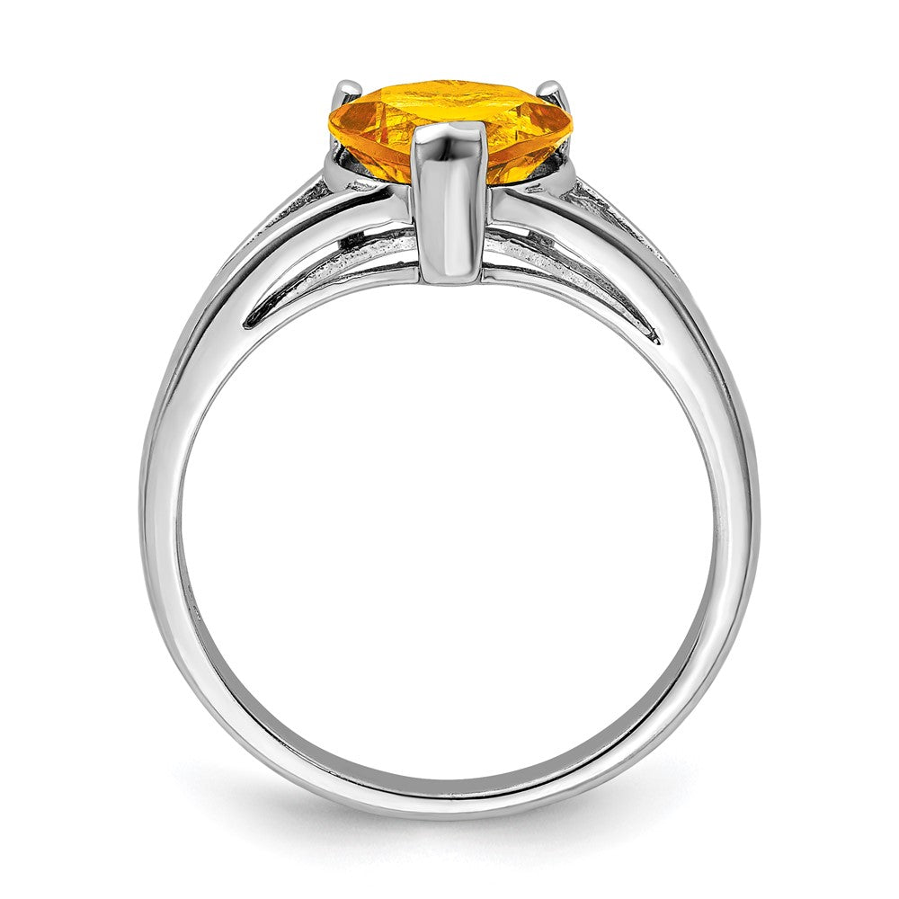 Sterling Silver Rhodium Citrine Ring