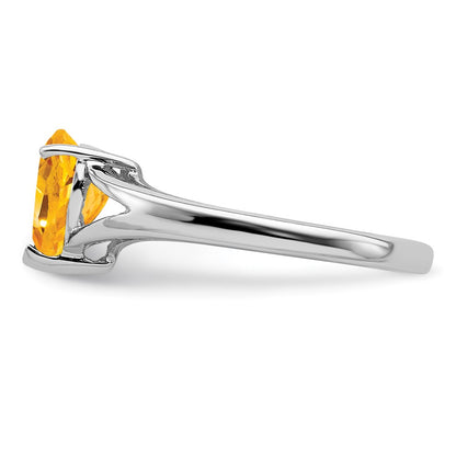 Sterling Silver Rhodium Citrine Ring