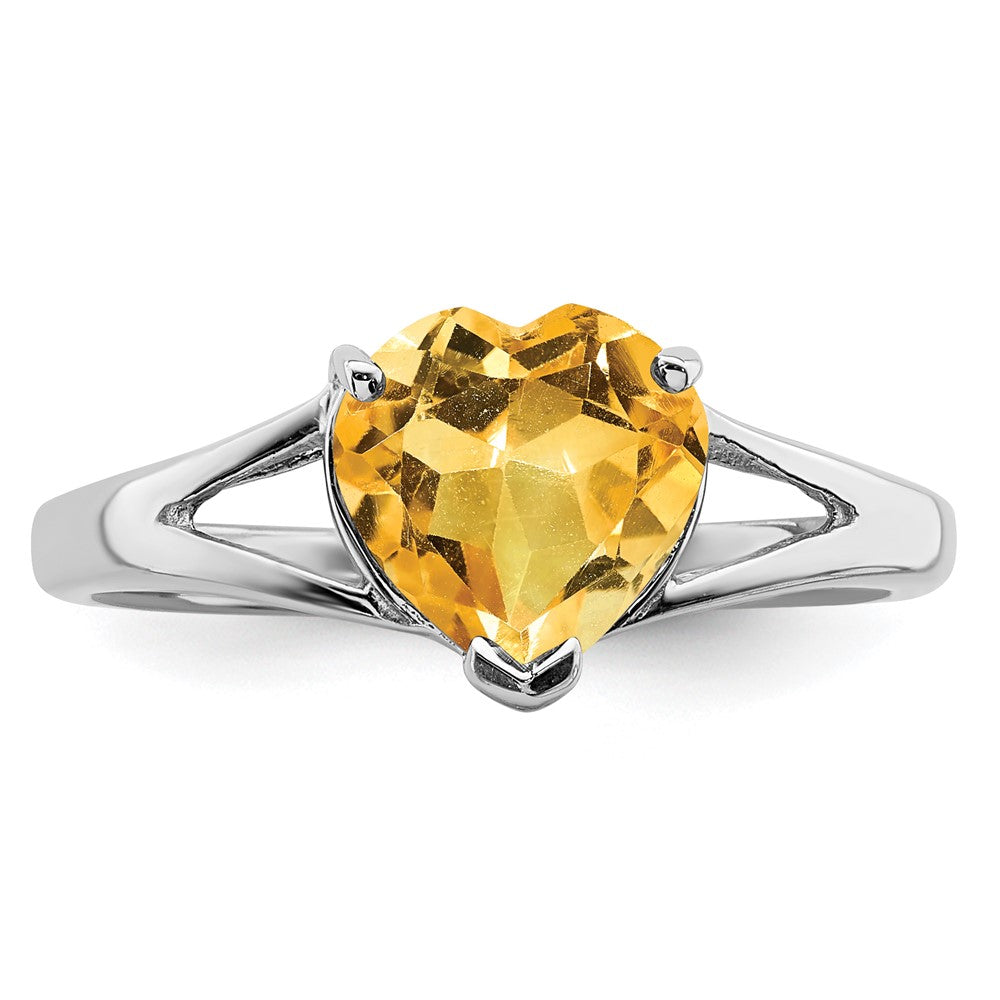 Sterling Silver Rhodium Citrine Ring
